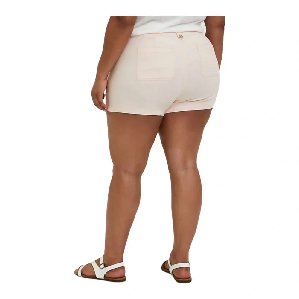 Torrid Blush Pink Linen Blend Drawstring Shorts Size 14 Plus